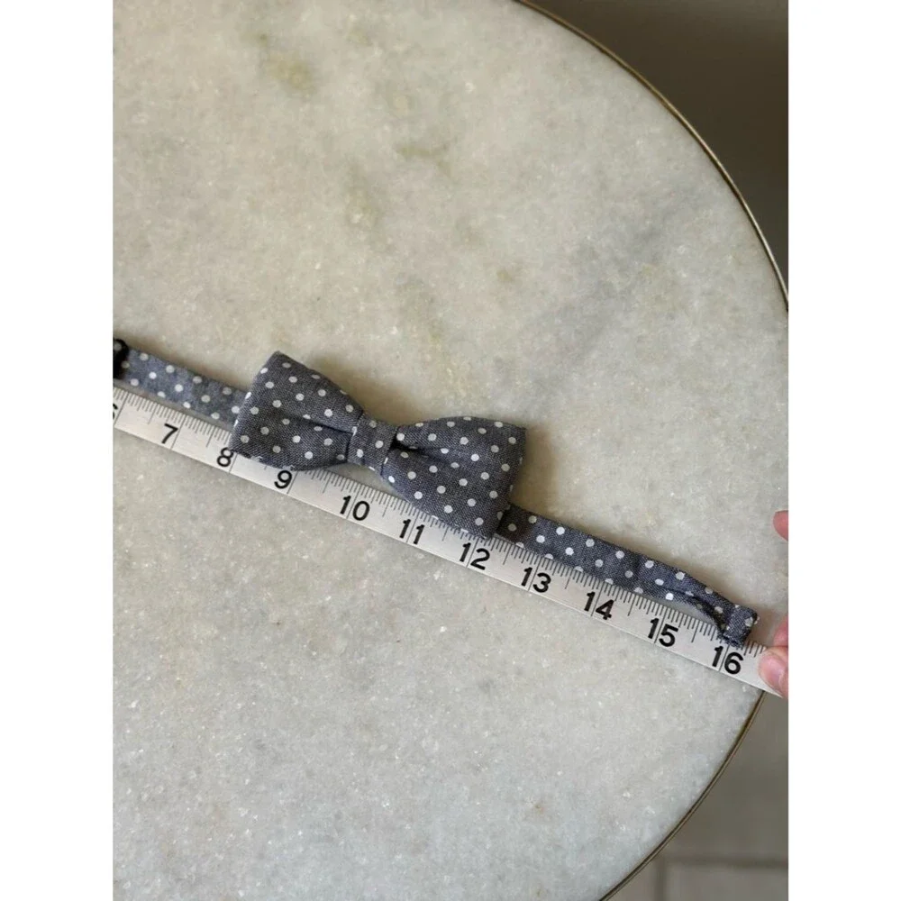 H&M Divided Men's Adjustable Blue Gray Cotton Polka Dot Bow Tie Derby Classic